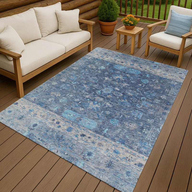 Machine Washable Indoor/Outdoor Hashlamoun ACN2323 Global Rug, Rectangle 3' x 5'