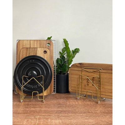 Ensemble de 2 supports pour couvercles de casseroles - porte-ustensiles en acier inoxydable 304