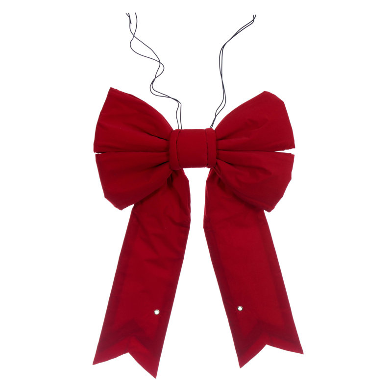 Vickerman Red Velvet Outdoor Christmas Bow with UV Treated Material and Wire to Hang., 18'' H x 23'' W x 6'' D