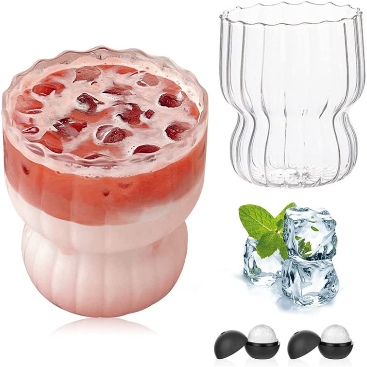 4 Pcs Creative Glass Cups Vintage Drinking Glasses Ribbed