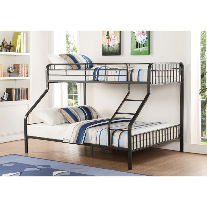 Gunmetal Bunk Bed, Twin Xl/Queen Choices, Metal Structure, Slat Setup, Rf , Guardrail, 330Lbs Capacity For Each Homologous Spot Bed With Finish, Variants, Framework, Per Unit