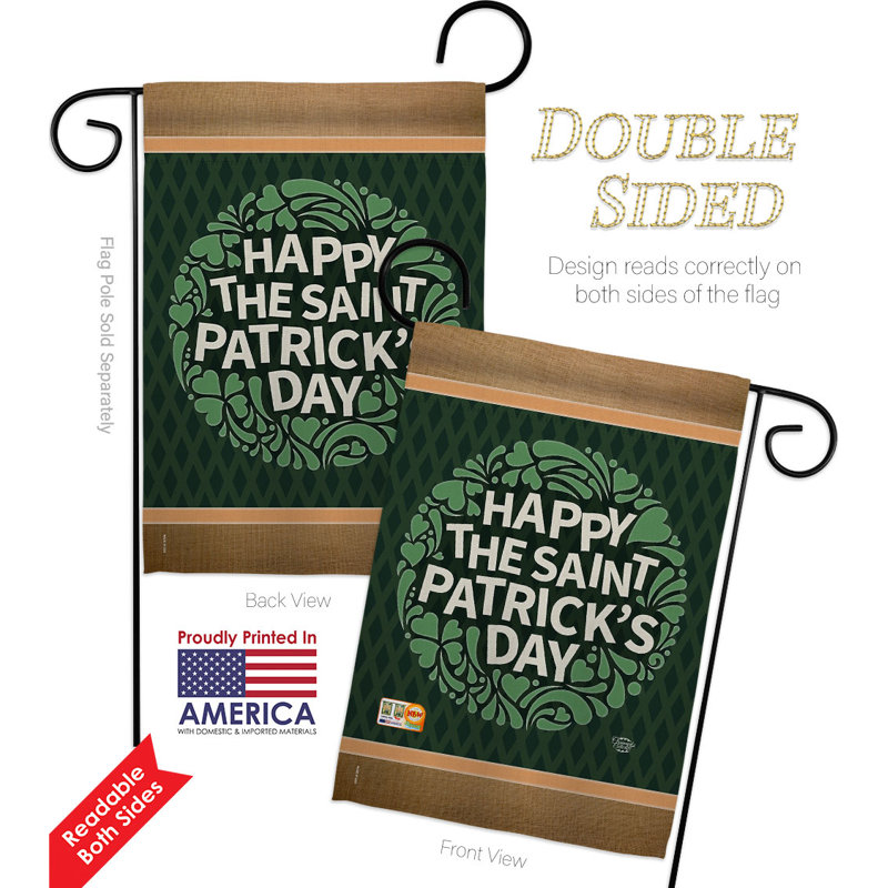 Drapeau de jardin en polyester 1 face 5 pi x 1 pi 1 pi Happy St. Patrick's Day