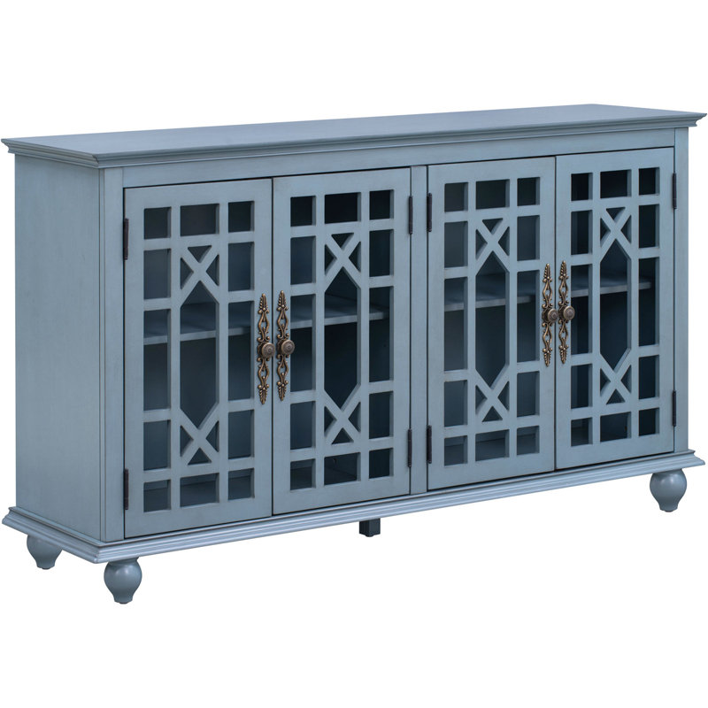 Buffet, crédence de rangement, armoire de salle à manger avec tablettes à hauteur réglable Damaria, Bleu