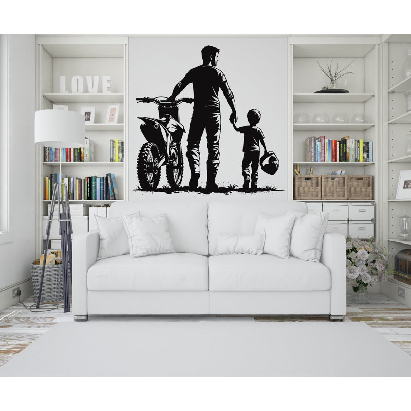 Motocross papa, autocollant mural, H 44 po x l 44 po