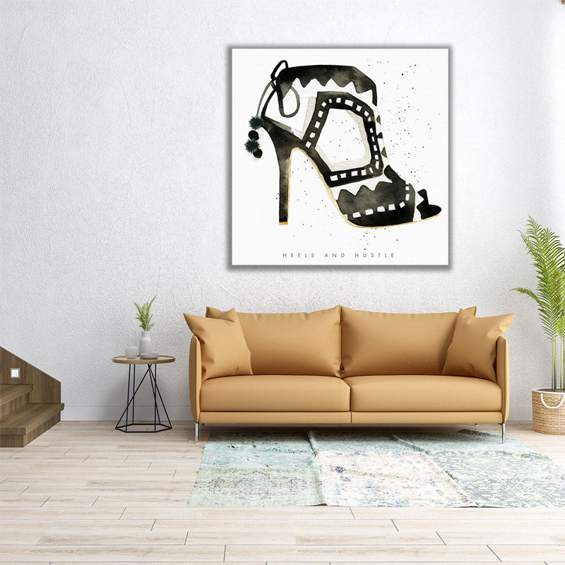«Glitz and Glam V Black and White», reproduction d'art sur toile, H 12 po x l 12 po