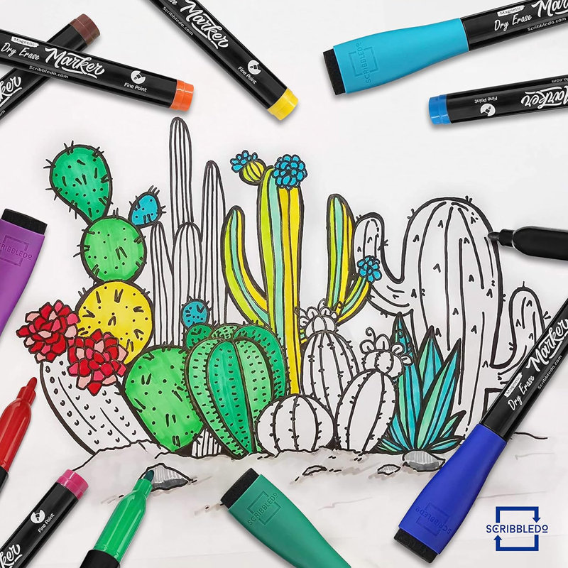 Coloured Magnetic Markers Set Of 12 W/ Bag
