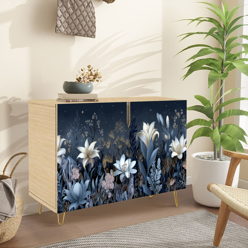 Buffet Buffet avec rangement Dreamy Moonlight Botanical Magical avec 2 portes pour le salon et la cuisine