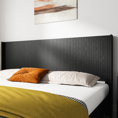 Queen Size Walnut Headboard, Wingback With Wall - Mounted Fluted Panel And 3D Details, Realistic Wood Grain, Fast To Assemble Modern Design Panel, Elegant Real Appearance, Effortless Installation