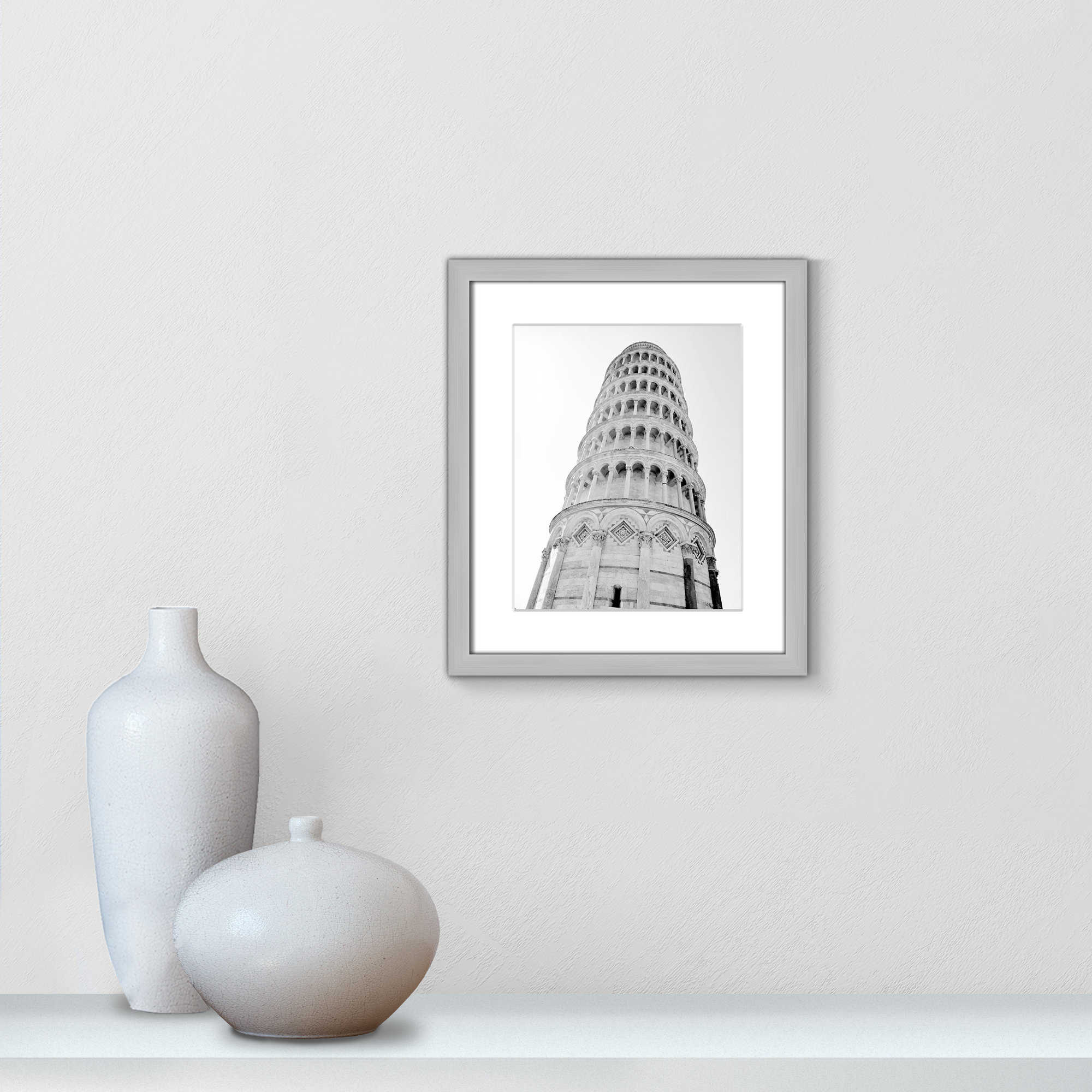 Iconic City Collection " Pisa " by Natalie Carpentieri, 15" H x 13" W x 1.25" D, Silver Single Picture Frame, Yes