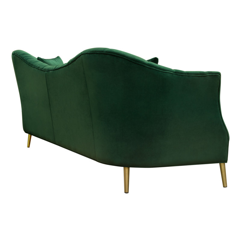 Ava 93'' Emerald Green Velvet Tufted Sofa with Gold Legs