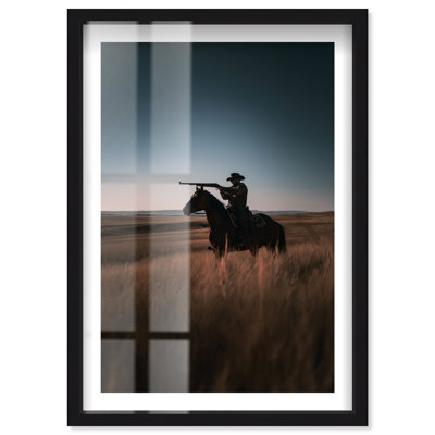 Best Cowboy Shot Shadowbox Print Western Framed Art by Notoriart, Black Frame, 21 x 31