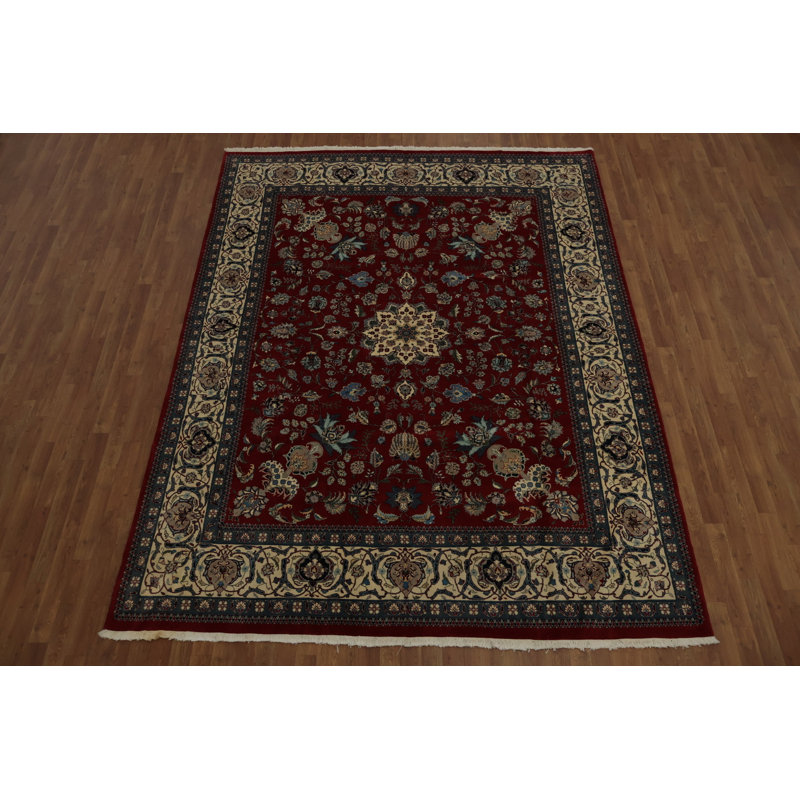 Tapis rouge sophistiqué fabriqué à la main 8 x 11 po