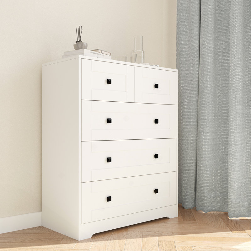 Commode à 5 tiroirs de couleur blanche