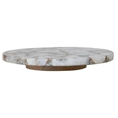 Round Agate Lazy Susan With Mango Wood Base