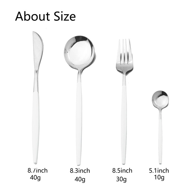 Flatware Serving Set 24 Piece, White Silver