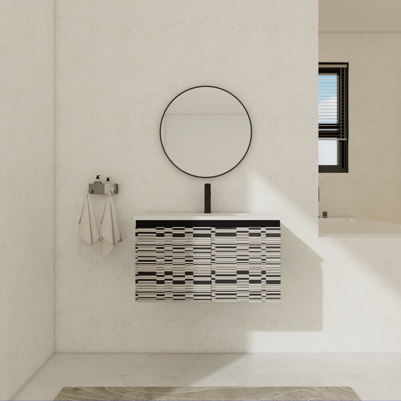 Paydon 30 " W Wall Mounted Wall Mounted 1 Single Vanity Bathroom Vanity With Ceramic Top