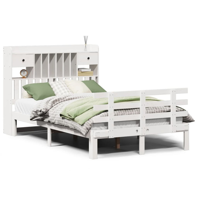 Solid Wood Bed, 140 x 190 cm, Natural