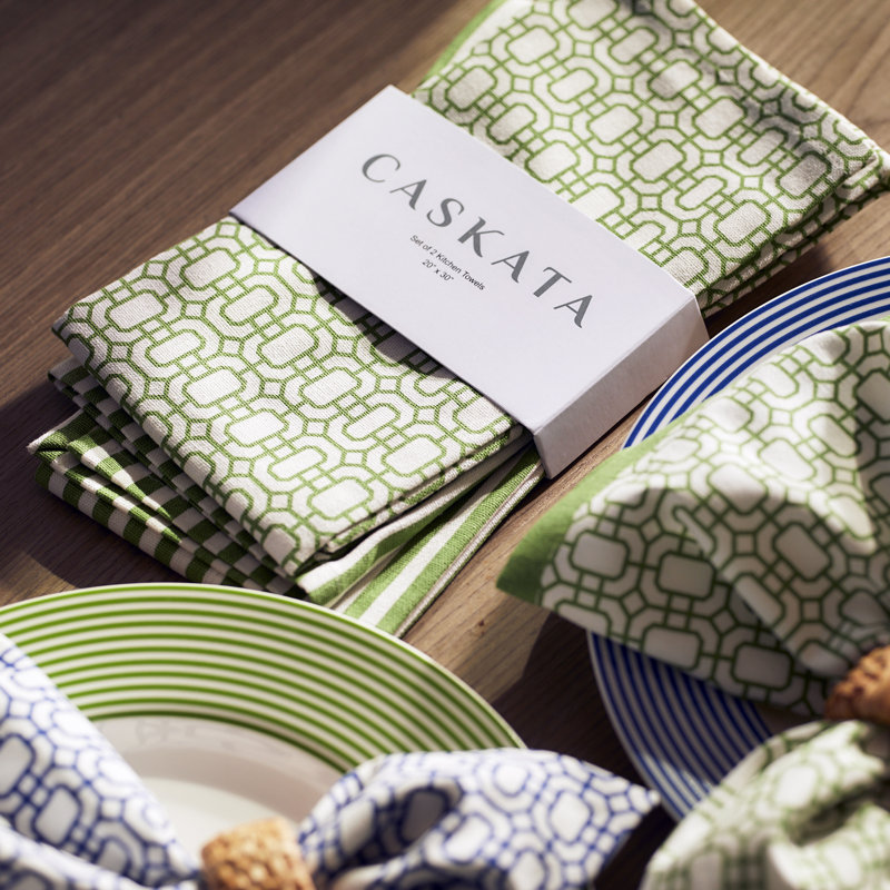 Newport Tea Towel, Green/White