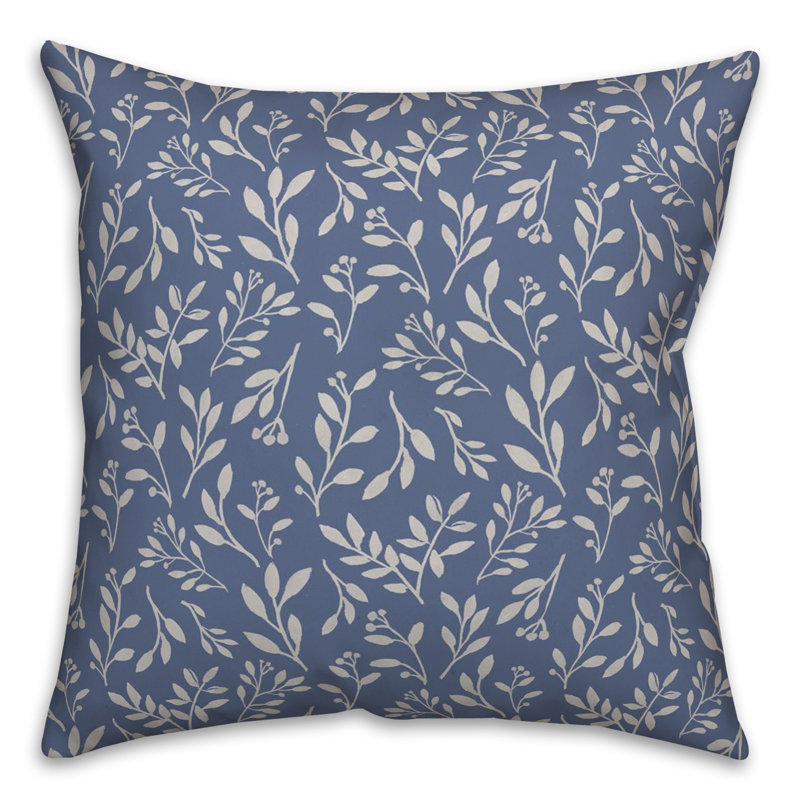 Floral Reversible Throw Pillow, Navy