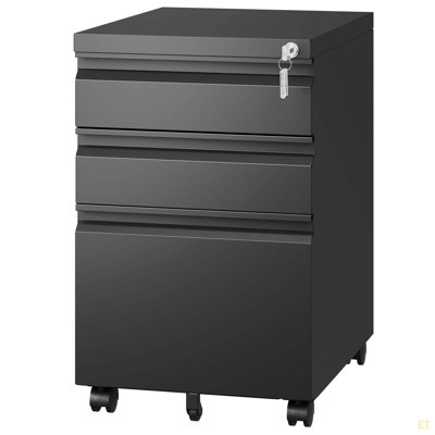 3 Drawer Mobile File Cabinet With Lock,Metal Filing Cabinets For Home Office Organizer Letters/Legal/A4,Fully Assembled