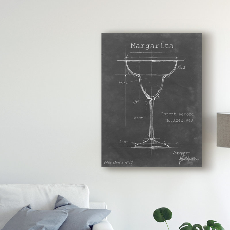 «Barware Blueprint VI» par Ethan Harper - reproduction d'art sur toile, H 47 po x l 35 po x P 2 po