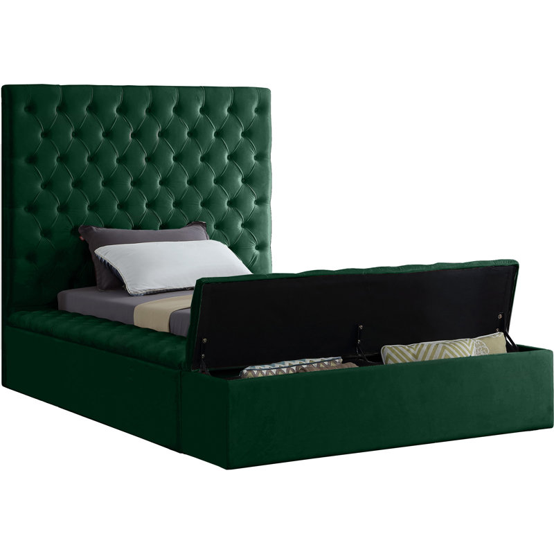 Johnnay Upholstered Platform Storage Bed, Twin, Green Velvet
