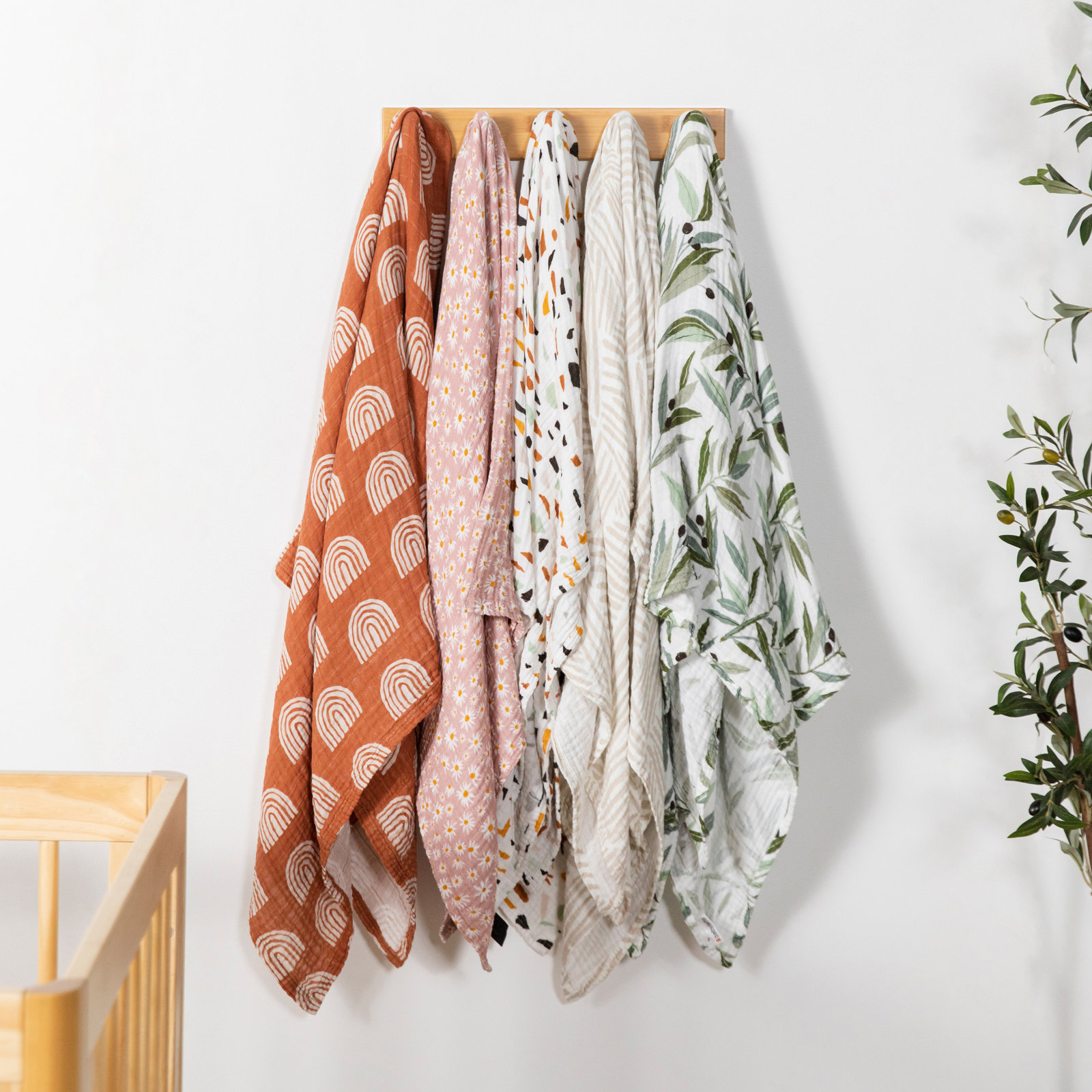 Olive Branches Organic Muslin Swaddle Blanket
