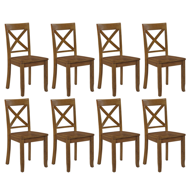 Brookner Wood Cross-Back Dining Chairs,  Antique Walnut, 8