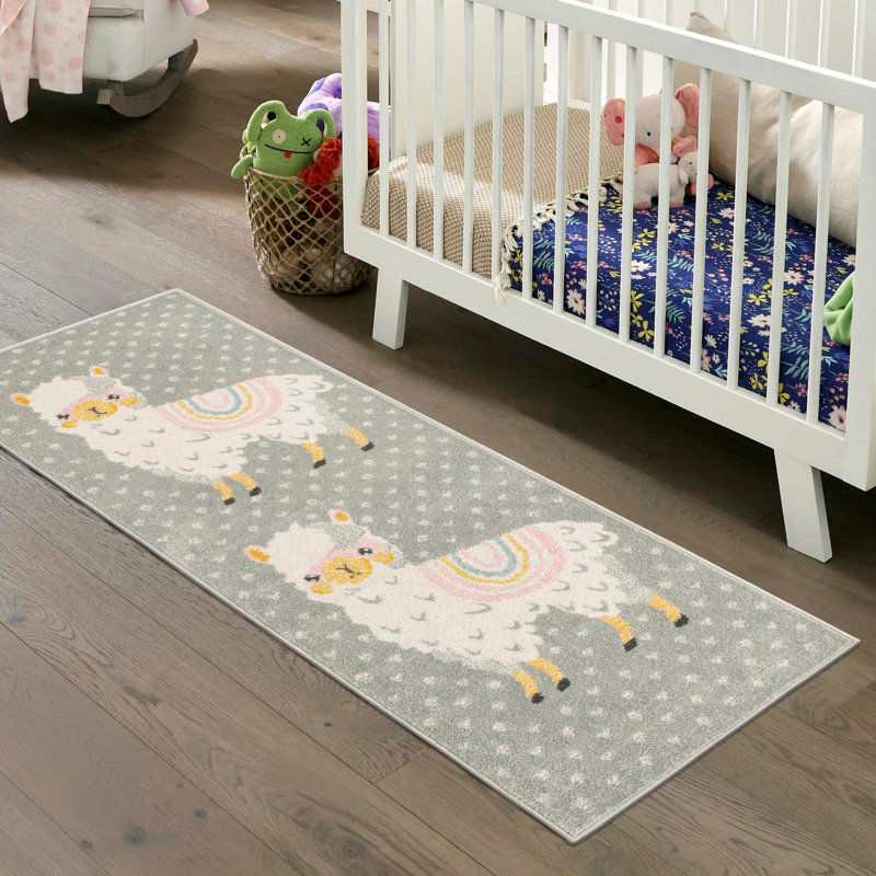 Rectangle Polka Dots Polypropylene Plastic Rug, Runner 2'2" x 6', Gray