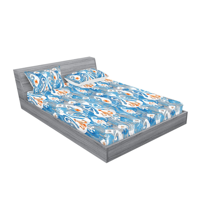 Drap-housse et taies décoratives 3 pièces Ambesonne, Ensemble de draps pour grand lit avec 2 taies d'or