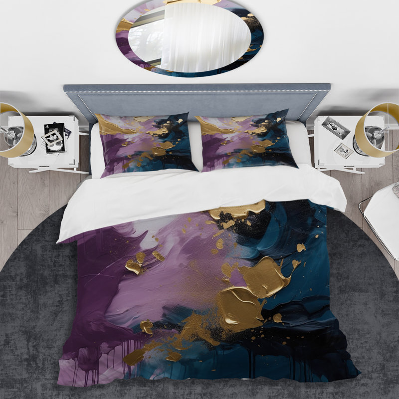 Ensemble de housse de couette en microfibre / polyester mauve et bleu Realities On Canvas IV