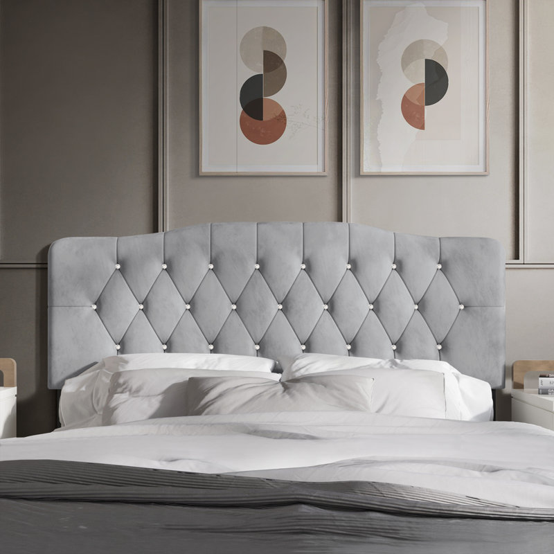 Tête de lit tapissier Dvante, Gris argenté, Grand