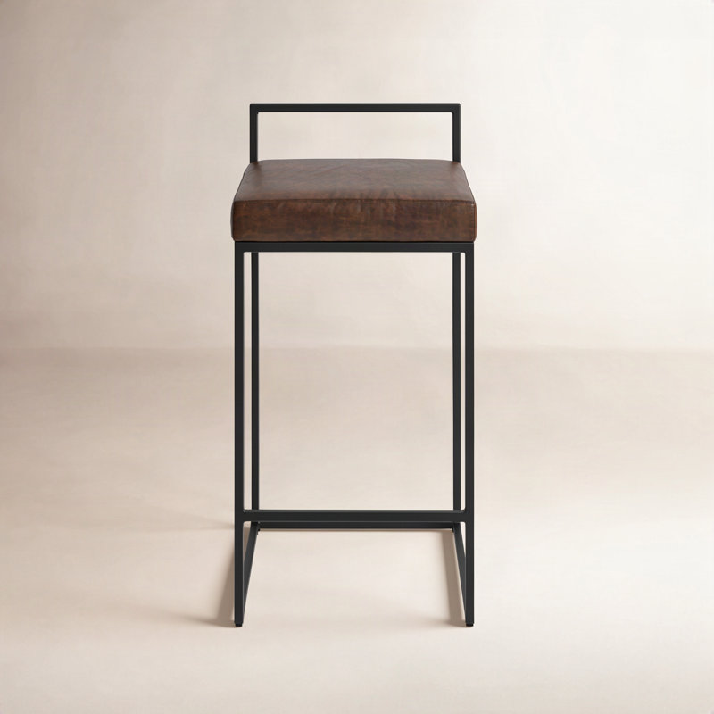 Rumiya 26" Counter Stool, Black, Cocoa Brown