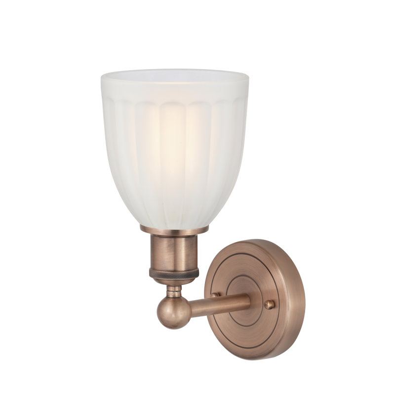 Caroleen Armed Sconce, White, Antique Copper