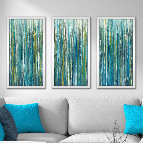 Ivy Bronx Greencicles Framed On Plastic / Acrylic 3 Pieces Painting ...