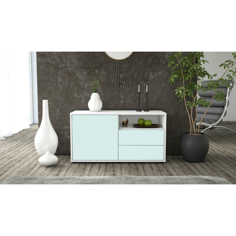 Tre 92cm W 2 - Drawer Chest of Drawers, White/Light blue