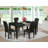 7 Piece Dining Table Set Consist of a Rectangle Dining Room Table with Butterfly Leaf and 6 Black Faux Leather Upholstered Chairs, Black-1037723266-971018399-971018384