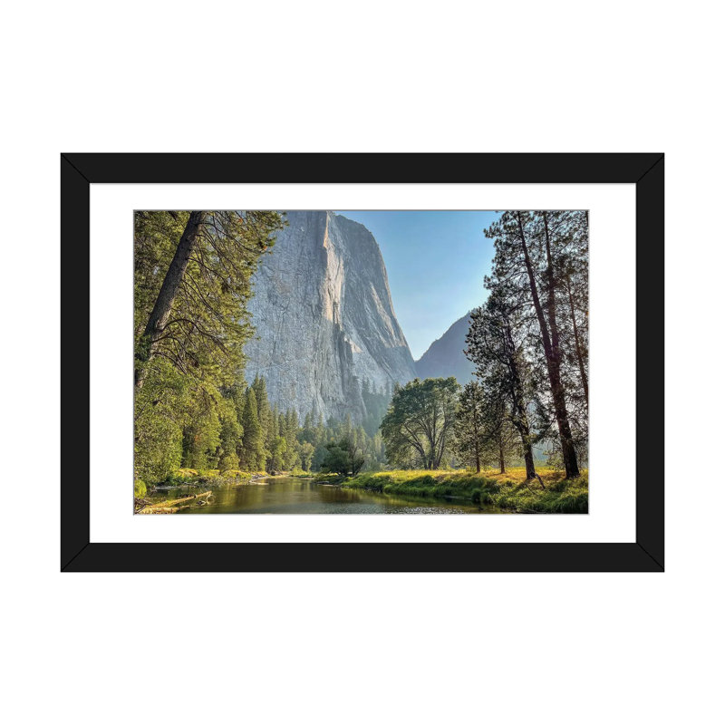 Yosemite Morning Majesty - reproduction d'art murale - papier d'art encadré, H 16 po x l 24 po, Noir