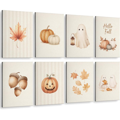 Large 8 Pack Acoustic Sound Absorbing Wall Panels Fall Halloween Pumpkin Ghost Maple Leaf Noise Reduction Soundproof Wall Panels