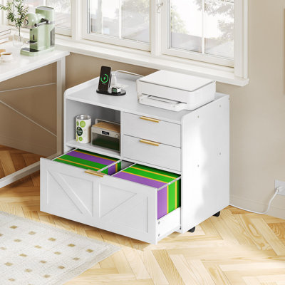 Classeur mobile de 31,5 po de largeur avec station de rangement et de charge