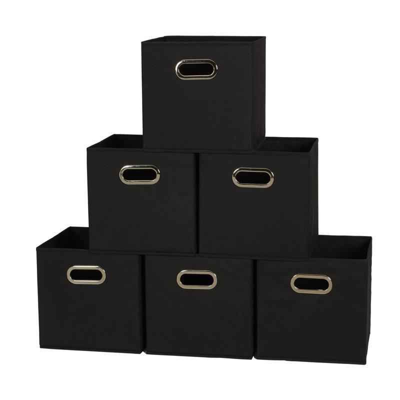 Bacs de rangement ouverts en tissu, Noir, noir, noir, noir