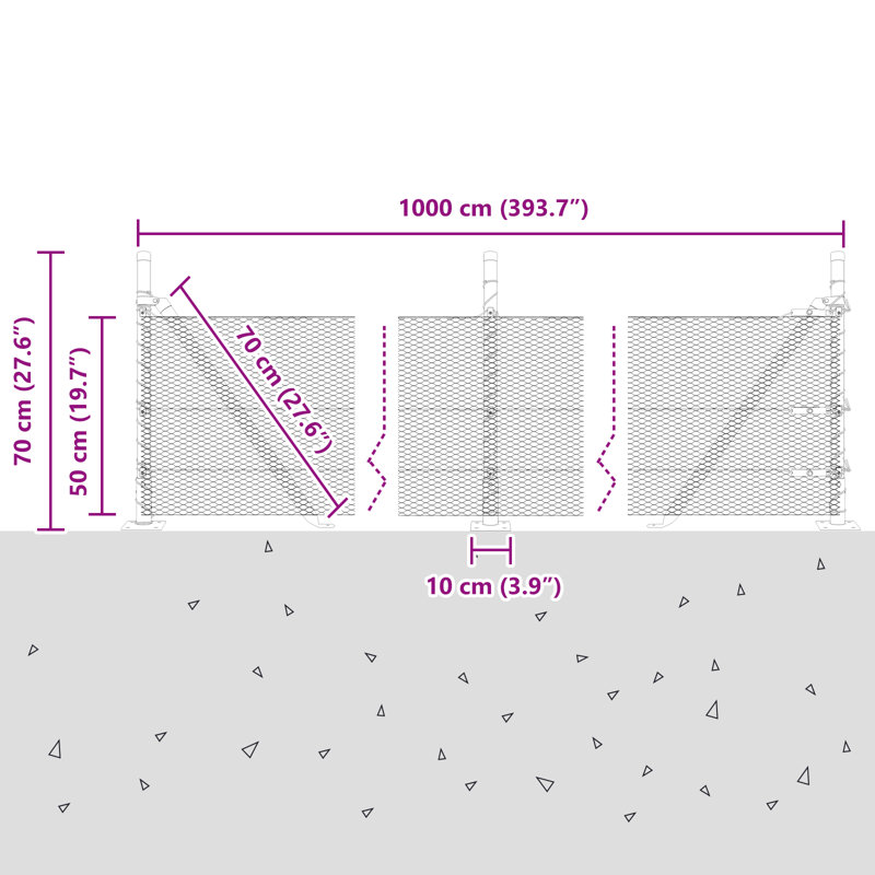 Hexagon Fence Steel, Green, 50cm H x 1000cm W