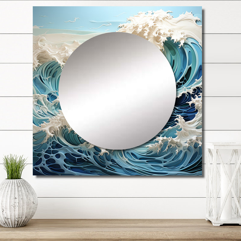 Hai - Grand miroir carré pour décoration murale Beach & Ocean, 23 po x 23 po
