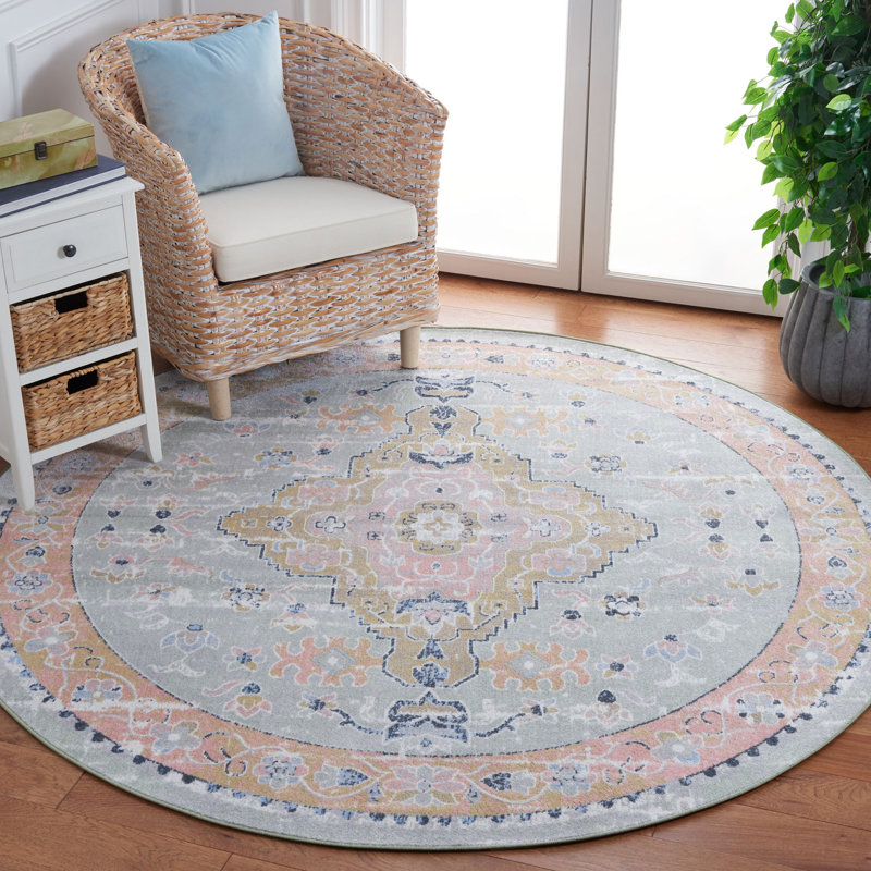 Bayside Performance Machine Washable Oriental Rug, Round 6'7"