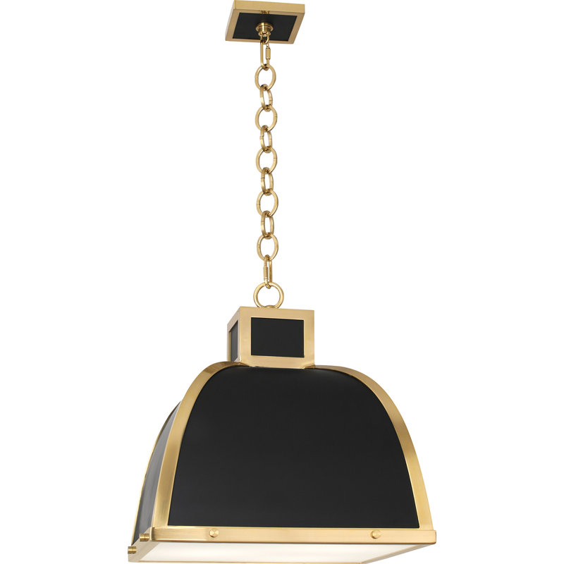 Lustre géométrique unique à 3 lumières Ranger, Peinture noir mat / accents en laiton moderne