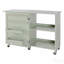 Meuble de rangement polyvalent et pliable pour machine à coudre, avec roulettes, crochets et plateaux de rangement - Vert clair