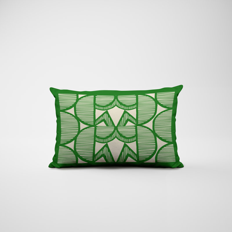 Polyester/Polyester Blend Lumbar Rectangular Indoor/Outdoor Pillow Cover & Insert, Green