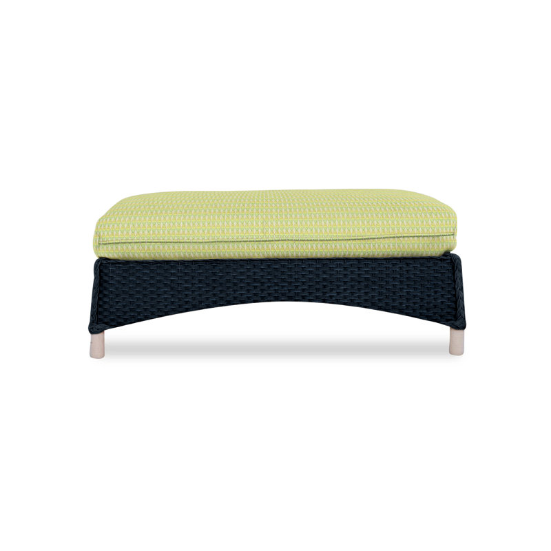 Mandalay Outdoor Ottoman, Callen Celadon, Ebony