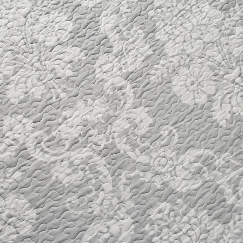 Gray Twin Cotton Reversible Quilt Set with Floral Pattern