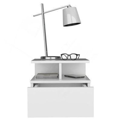 Floating Nightstand Flopini, One Drawer, White Finish
